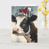 Carte de vache de Noël unique (Fleur jaune)