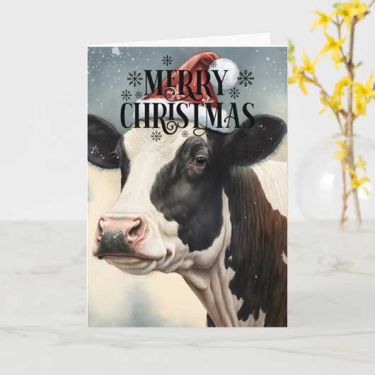 Carte de vache de Noël unique (Fleur jaune)