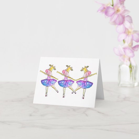Carte de vaches Ballerina Whimsical Cute (Orchidée)