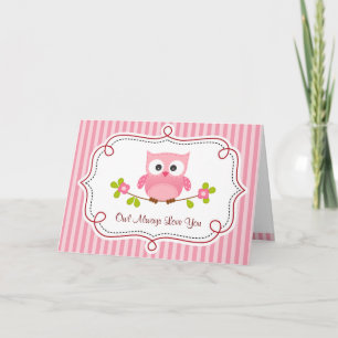 Carte de Valentine de hibou (rose) - de hibou