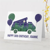 Carte de van de camping-car avec tente Pop Up Text (Fleur jaune)
