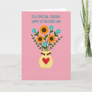 Carte de vase à fleurs à pois