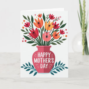Carte de vase de fleurs pour la fête des mères