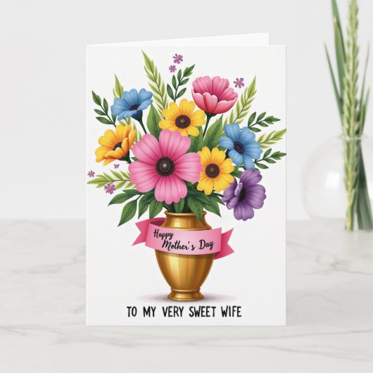 Carte de vase de fleurs rayé (Devant)