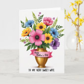Carte de vase de fleurs rayé (Fleur jaune)