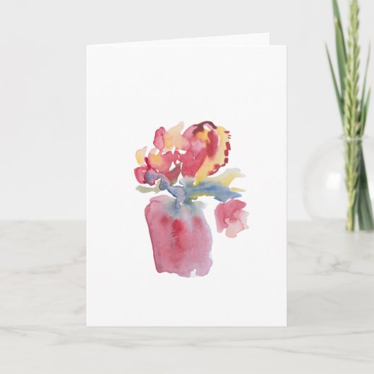 Carte de vase floral rose (Devant)