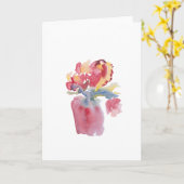 Carte de vase floral rose (Fleur jaune)