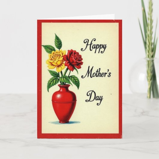 Carte de vase floral rouge brique (Devant)