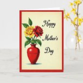 Carte de vase floral rouge brique (Fleur jaune)