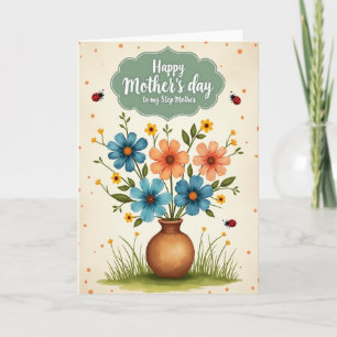 Carte de vase rayé de fleurs