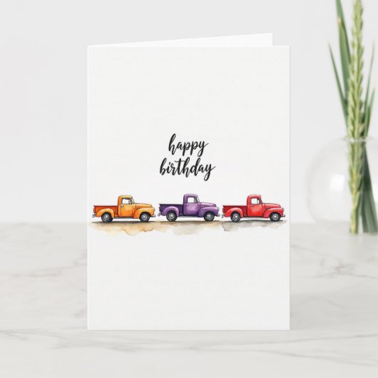 Carte de véhicule à l'aquarelle joyeuse (Devant)