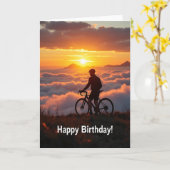Carte de vélo au coucher du soleil aventure (Fleur jaune)