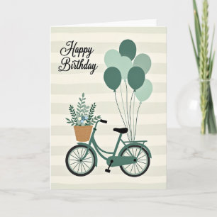 Carte de vélo vert pour anniversaire doux