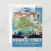 Carte de Venise Italie pour Vacances de Lune de Mi (Devant / Derrière)