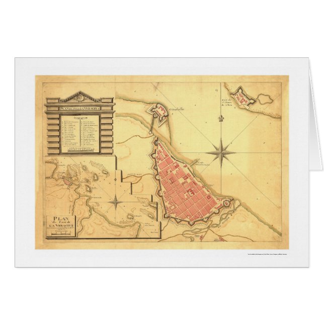 Carte de Veracruz, Mexique par G. de Bois 1798 (Devant horizontal)