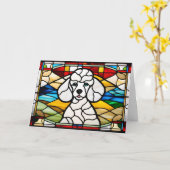 Carte de verre teinté Caniche Blanc Mignon (Fleur jaune)