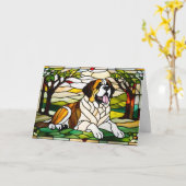 Carte de verre teinté Saint-Bernard mignon (Fleur jaune)