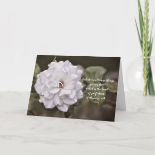 Carte de verset biblique d'amour Rose blanche