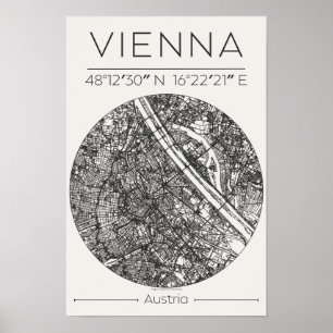 Carte de Vienne Poster – Charcoal Art mural minima