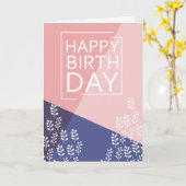 Carte de vignes d'anniversaire rose et violet (Fleur jaune)