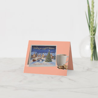 Carte de Village de Noël Cozy avec Chocolat Chaud