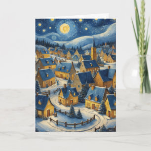 Carte de village de Noël personnalisée sous une nu