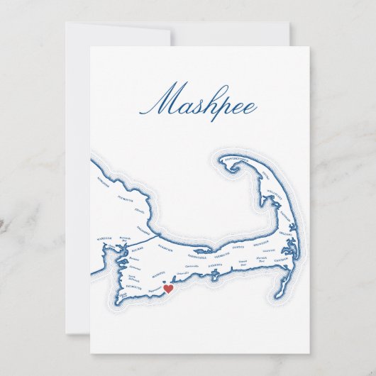 Carte de ville Mariage de Cape Cod Editable Mashpe (Devant)