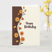 Carte de vin de naissance doré (Fleur jaune)