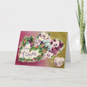 Carte de Vintage Valentine Pansy Flower