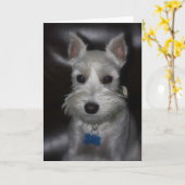 Carte de visage douce de chiot blanc de Schnauzer (Fleur jaune)