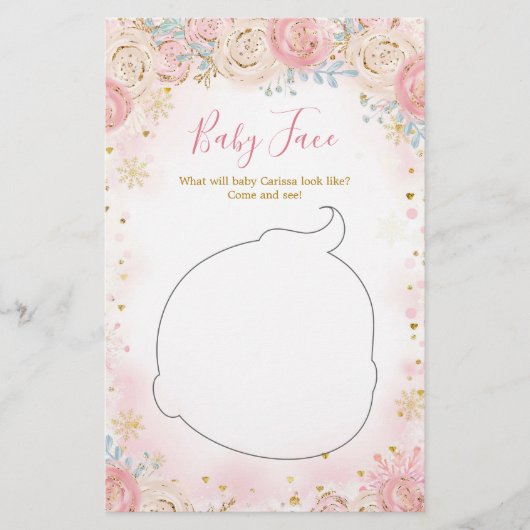 Carte de visage pour bébé Pingouin hiver Flocon de (Devant)