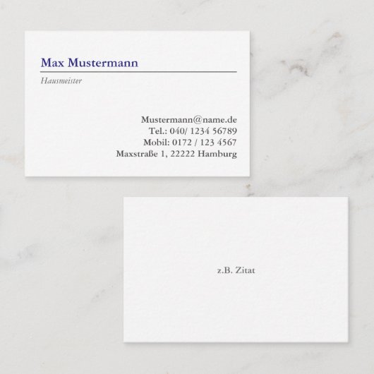 Carte de visite (Devant / Derrière)