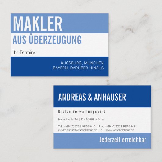 Carte de visite (Devant / Derrière)