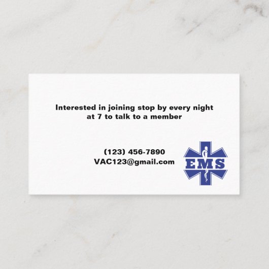 Carte de visite (Dos)