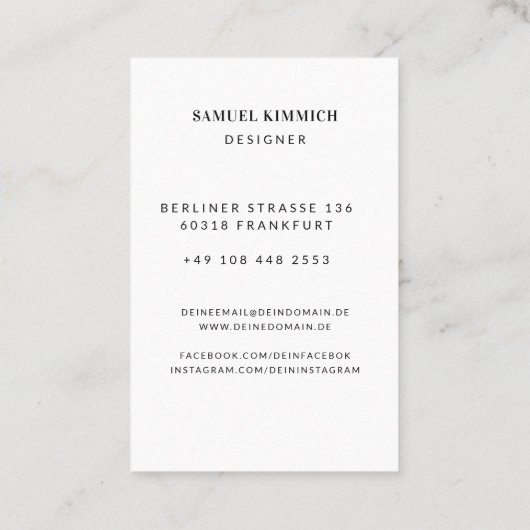 Carte de visite (Dos)