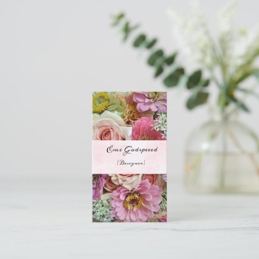 CARTE DE VISITE たくさんの花のオシャレな名刺 (Debout devant)