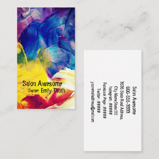 CARTE DE VISITE カラフルなペイントのデザイン (Devant / Derrière)
