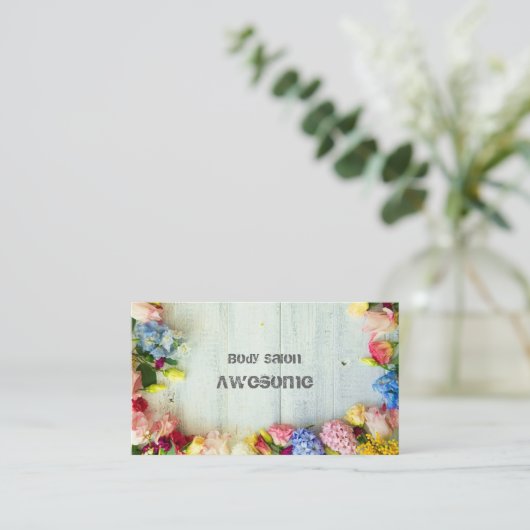 CARTE DE VISITE カラフルな花の明るくてカワイイデザイン (Debout devant)