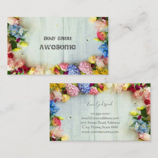 CARTE DE VISITE カラフルな花の明るくてカワイイデザイン (Devant / Derrière)