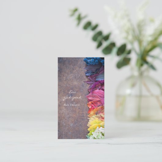 CARTE DE VISITE カラフルな葉や花のおしゃれな名刺 (Debout devant)