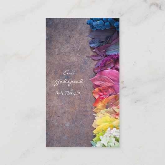 CARTE DE VISITE カラフルな葉や花のおしゃれな名刺 (Devant)