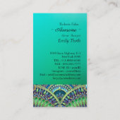 CARTE DE VISITE キレイな青と緑 孔雀デザイン (Dos)