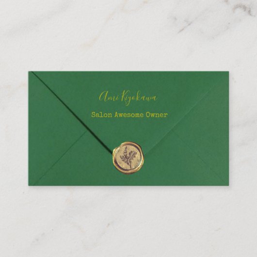 CARTE DE VISITE グリーンカラーのレター風デザイン (Devant)