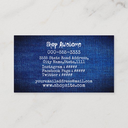 CARTE DE VISITE デニム デザインのオシャレでカッコいい (Dos)