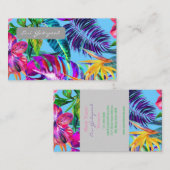 CARTE DE VISITE トロピカルなデザイン 水色のオシャレなカード (Devant / Derrière)