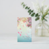 CARTE DE VISITE ピンクの花びらが舞うオシャレな名刺 (Debout devant)