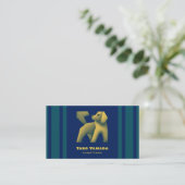 Carte De Visite 名刺 Square Dog ストライプ / ブルー Business Card (Debout devant)