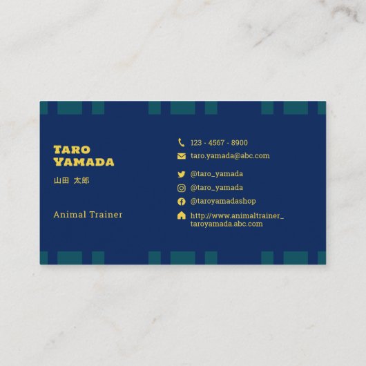 Carte De Visite 名刺 Square Dog ストライプ / ブルー Business Card (Dos)