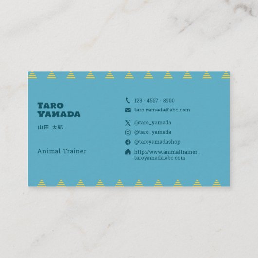 Carte De Visite 名刺 Triangle Cat 猫 トライアングル / 水色 Business Card (Dos)