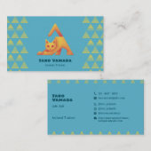 Carte De Visite 名刺 Triangle Cat 猫 トライアングル / 水色 Business Card (Devant / Derrière)